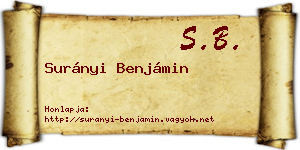 Surányi Benjámin névjegykártya